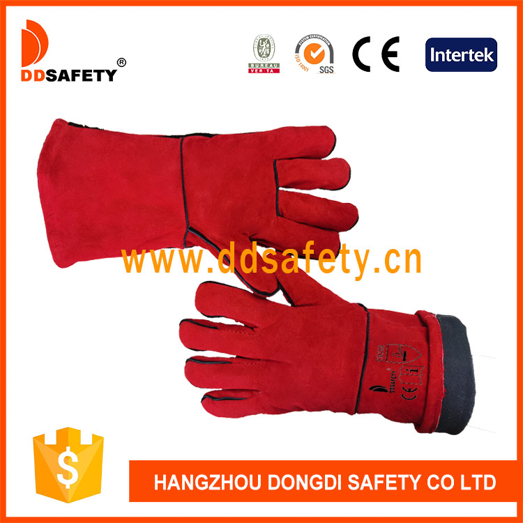 Красный сварщик перчатка-DLW415